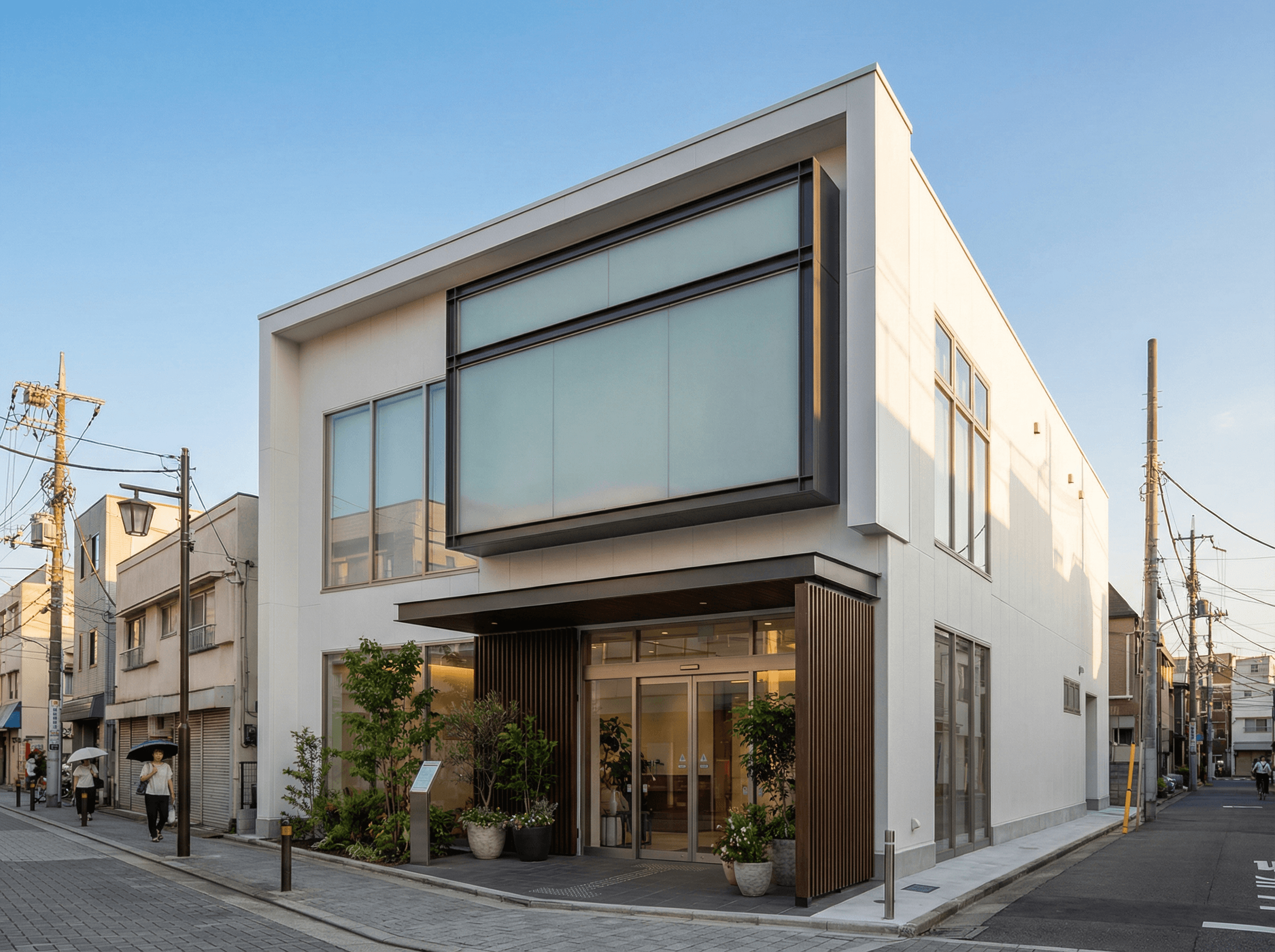 エストレザンⅡの建物外観と2階のWAGON看板