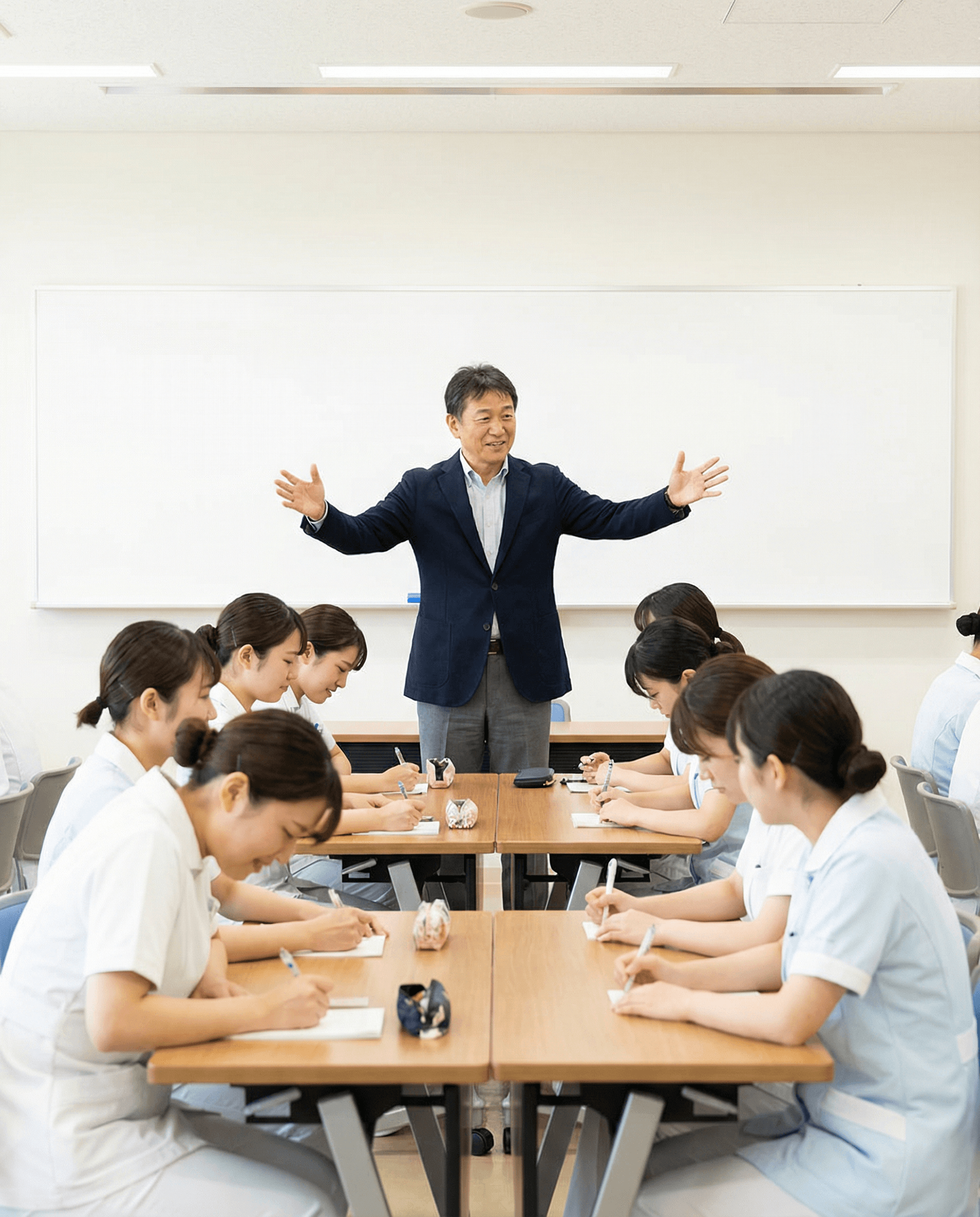 セミナー会場で講師が熱意をもって講義をしている風景